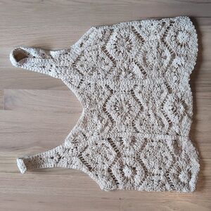 Kirious Los Angeles Cream Crochet Tank, Large 100% Cotton